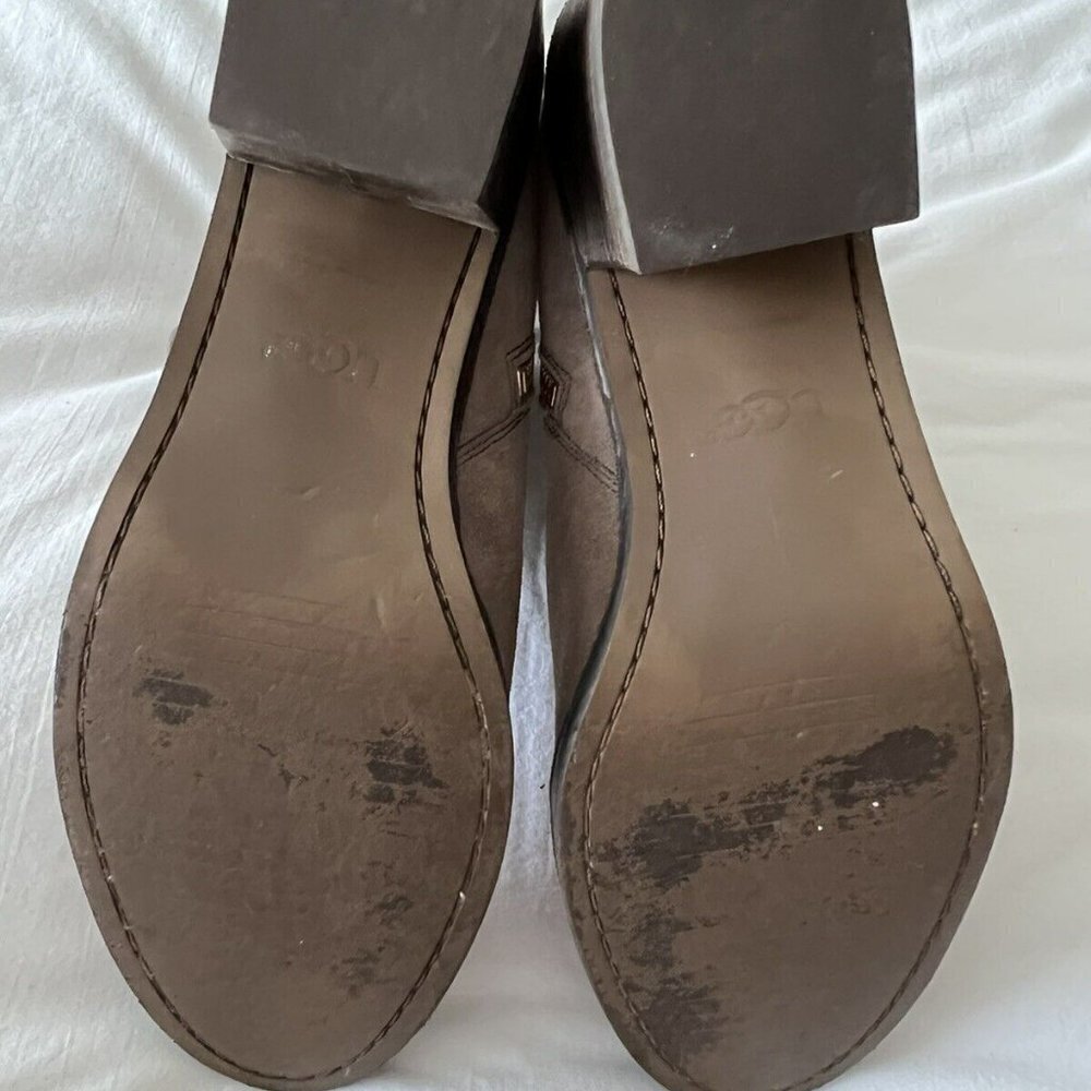 Ugg | Women’s 10 | Suede Fraise Whipstitch Boot Mouse Brown Leather - Picture 6 of 10